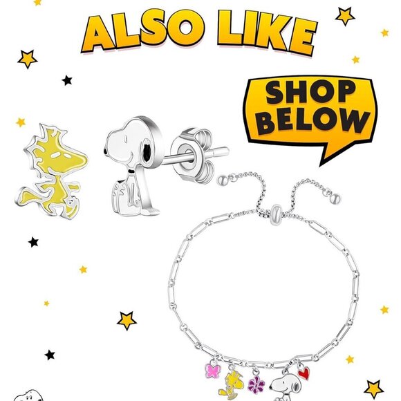 Snoopy & Woodstock Necklaces Silver Flash-Plated Red Crystal or Charm Jewelry - Picture 6 of 6